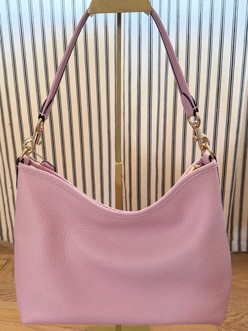 Coach Pebbled Leather Laurel Shoulder Bag in Carnation Pink